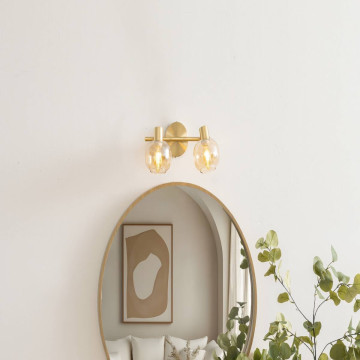 Applique 2 lampes Pilia métal doré et verre Atmosphera - Le Dépôt Bailleul