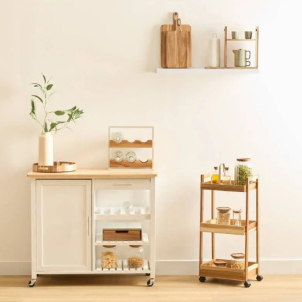 Desserte 3 niveaux sur roulettes acacia MDF 5five - Le Dépôt Bailleul