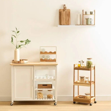 Desserte 3 niveaux sur roulettes acacia MDF 5five - Le Dépôt Bailleul