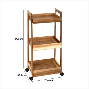 Desserte 3 niveaux sur roulettes acacia MDF 5five - Le Dépôt Bailleul