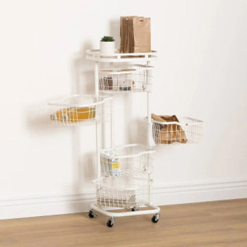 Desserte 5 paniers Balm MDF et métal blanc 5five - Le Dépôt Bailleul