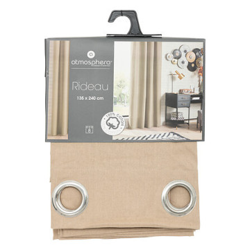 Rideau coton Anjali 135x240 cm beige Atmosphera - Le Dépôt Bailleul