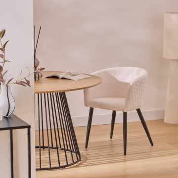 Fauteuil repas tissu chenille ivoire Marlo Atmosphera - Le Dépôt Bailleul
