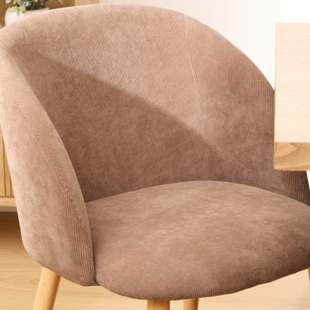 Chaise velours côtelé Céleste taupe Atmosphera - Le Dépôt Bailleul