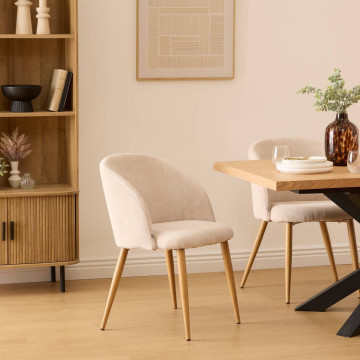 Chaise velours côtelé Céleste beige Atmosphera - Le Dépôt Bailleul