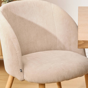 Chaise velours côtelé Céleste beige Atmosphera - Le Dépôt Bailleul