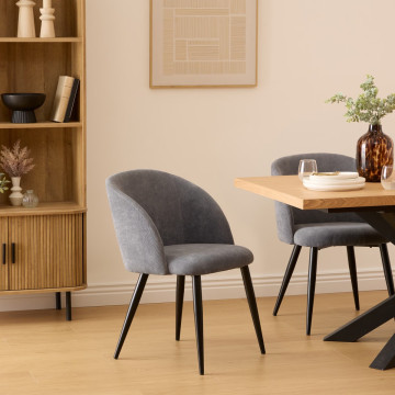 Chaise Céleste gris pieds métal noir Atmosphera - Le Dépôt Bailleul