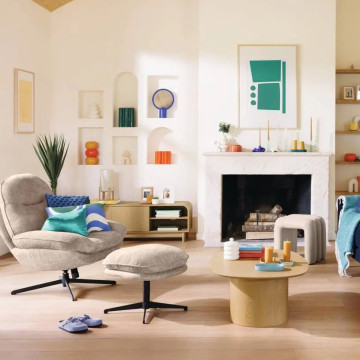 Fauteuil bas pivotant Stelan beige Atmosphera - Le Dépôt Bailleul