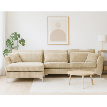 Canapé angle gauche velours côtelé beige Isla - Le Dépôt Bailleul