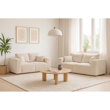 Canapé 3 places tissu côtelé Sharm beige - Le Dépôt Bailleul