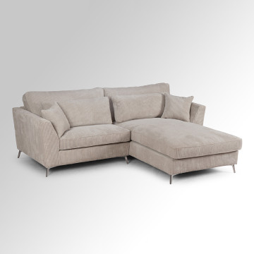 Canapé d'angle mini Isla droit velours côtelé beige - Le Dépôt Bailleul