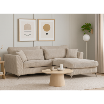 Canapé d'angle mini Isla droit velours côtelé beige - Le Dépôt Bailleul