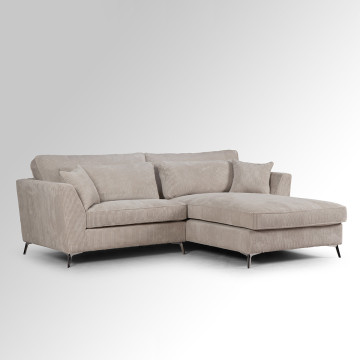 Canapé d'angle mini Isla droit velours côtelé beige - Le Dépôt Bailleul