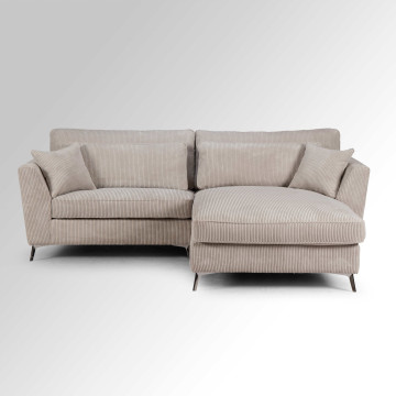 Canapé d'angle mini Isla droit velours côtelé beige - Le Dépôt Bailleul