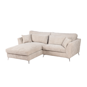Canapé d'angle mini Isla gauche velours côtelé beige - Le Dépôt Bailleul