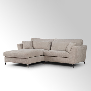 Canapé d'angle mini Isla gauche velours côtelé beige - Le Dépôt Bailleul