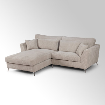 Canapé d'angle mini Isla gauche velours côtelé beige - Le Dépôt Bailleul