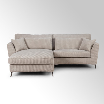 Canapé d'angle mini Isla gauche velours côtelé beige - Le Dépôt Bailleul