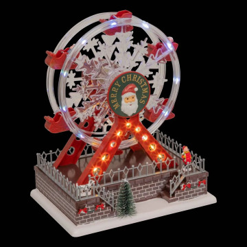 Village Noël lumineux Grande roue 20 LED musical et animé - Le Dépôt Bailleul