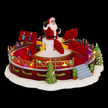 Village Noël lumineux Manège Père Noël 25 LED musical et animé - Le Dépôt Bailleul