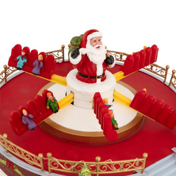 Village Noël lumineux Manège Père Noël 25 LED musical et animé - Le Dépôt Bailleul