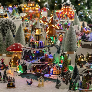 Village Noël lumineux église et train 34 LED animé - Le Dépôt Bailleul