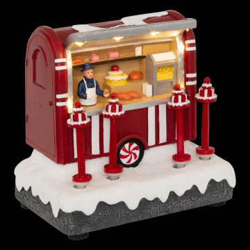 Village Noël lumineux stand gâteaux 8 LED musical animé - Le Dépôt Bailleul