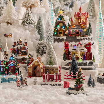 Village Noël lumineux stand gâteaux 8 LED musical animé - Le Dépôt Bailleul