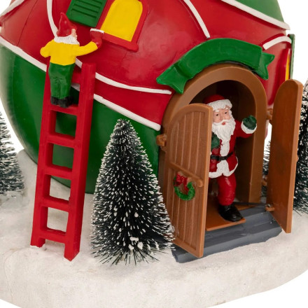 Village lumineux Maison Boule de Noël 4 LED musical animé - Le Dépôt Bailleul