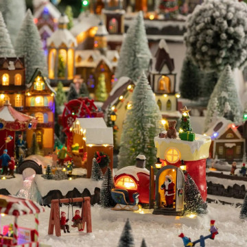 Village lumineux botte Père Noël 11 LED musical animé - Le Dépôt Bailleul