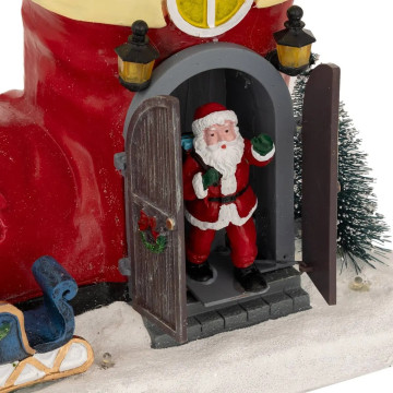 Village lumineux botte Père Noël 11 LED musical animé - Le Dépôt Bailleul