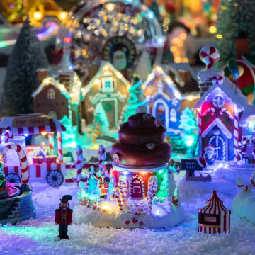 Village de Noël cupcake du Père-Noël lumineux - Le Dépôt Bailleul