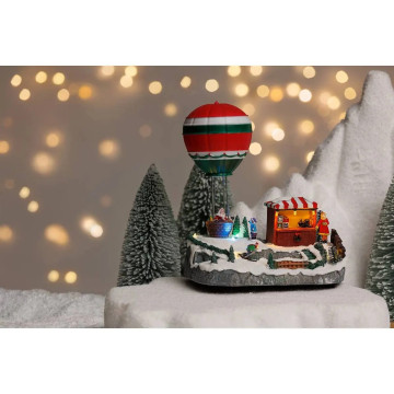 Village de Noël Stand Montgolfière lumineux animé - Le Dépôt Bailleul