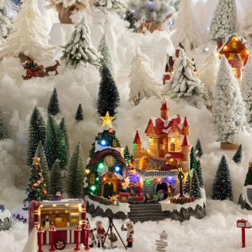 Château Père-Noël avec sapin lumineux + train animé - Le Dépôt Bailleul