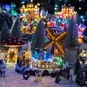 Village de Noël moulin lumineux et animé - Le Dépôt Bailleul