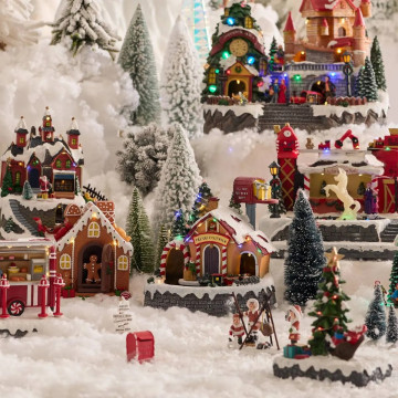 Village de noël animé et lumineux poste du père noël - Le dépôt Bailleul.