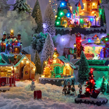 Village de noël animé et lumineux poste du père noël - Le dépôt Bailleul.