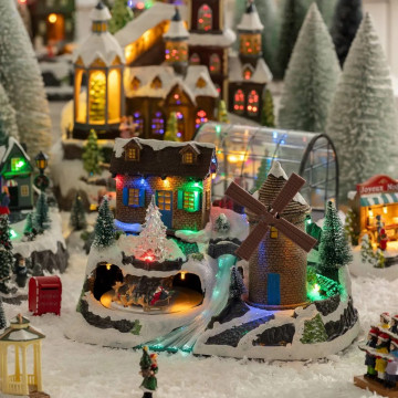 Village de noël moulin à vent animé, lumineux et musical - Le dépôt Bailleul