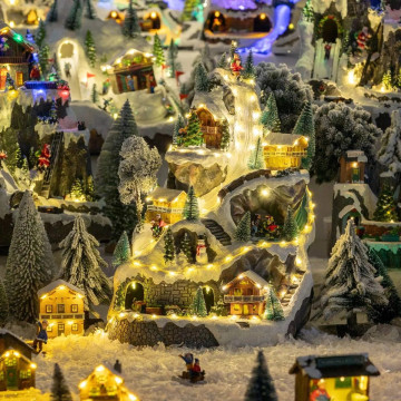 Déco Noël grottes montagne lumineux animé musical - Le Dépôt Bailleul