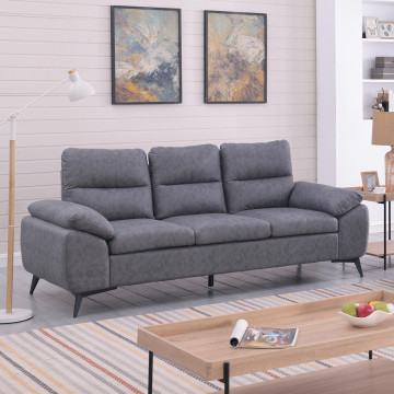 Canapé 3 places Soan simili gris foncé - Le Dépôt Bailleul