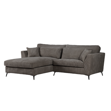 Canapé d'angle mini Isla gauche velours côtelé gris - Le Dépôt Bailleul