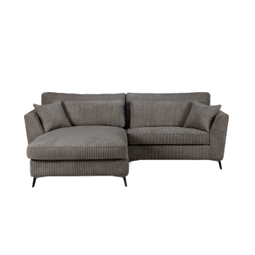 Canapé d'angle mini Isla gauche velours côtelé gris - Le Dépôt Bailleul