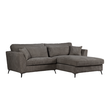 Canapé d'angle mini Isla droit velours côtelé gris - Le Dépôt Bailleul