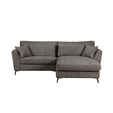 Canapé d'angle mini Isla droit velours côtelé gris - Le Dépôt Bailleul