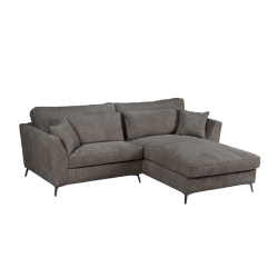 Canapé d'angle mini Isla droit velours côtelé gris - Le Dépôt Bailleul