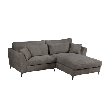 Canapé d'angle mini Isla droit velours côtelé gris - Le Dépôt Bailleul