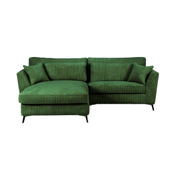 Canapé d'angle mini Isla gauche velours côtelé vert - Le Dépôt Bailleul