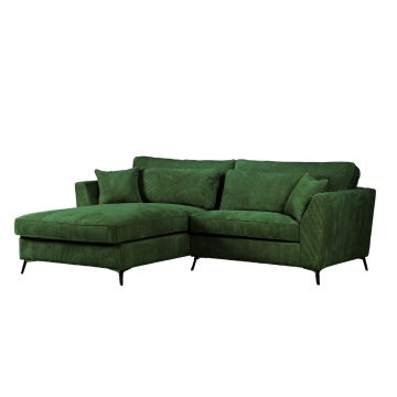 Canapé d'angle mini Isla gauche velours côtelé vert - Le Dépôt Bailleul