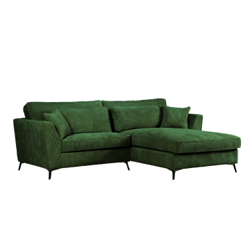 Canapé d'angle mini Isla droit velours côtelé vert - Le Dépôt Bailleul