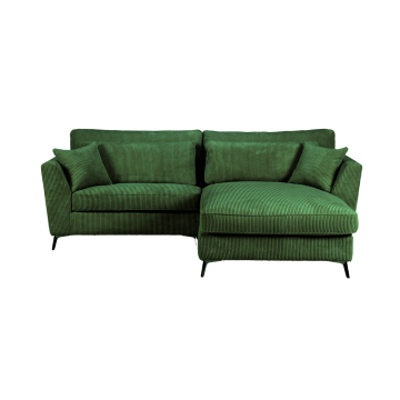 Canapé d'angle mini Isla droit velours côtelé vert - Le Dépôt Bailleul